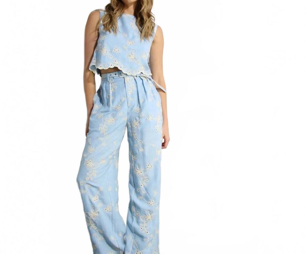 NEW MULLA embroidered crop top in powder blue